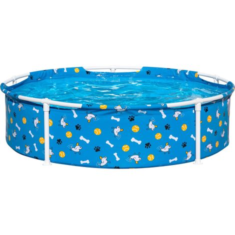 Bestway – Piscine hors sol pour animaux de compagnie ronde 122 x 30,5 cm – PVC anti-perforation – Cadre en acier – Protection UV