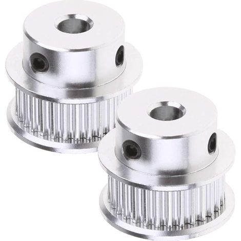 Lot de 2 poulies GT2 en aluminium pour courroie crantée GT2 - Poulie de synchronisation GT2 - Pour imprimante 3D GT2 - Courroie de distribution de 6 mm de large (30 dents de 5 mm) (1/5)