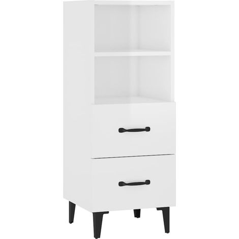 Credenza buffet cassettiera mobile contenitore organizer cucina soggiorno lucido 34,5 x 34 x 90 cm derivati del legno bianco 020030624