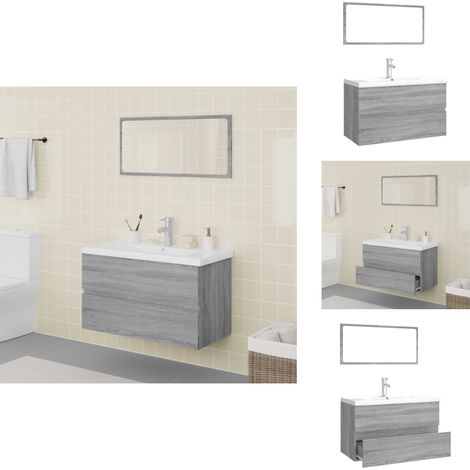 Meubles de salle de bain Sonoma gris Bois d'ingénierie - Ensemble De Meubles Salle De Bain - Meuble Vasque - Armoire Salle De Bain - Miroir Salle De Bain - Rangement Salle De Bain (1/5)
