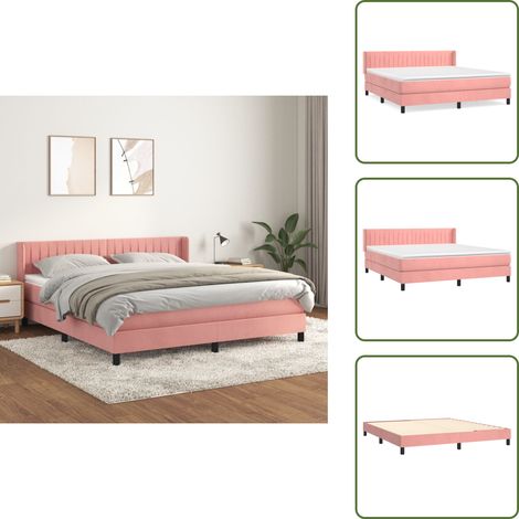 Boxspringbett mit Matratze Rosa 180x200 cm Samt - Boxspringbett - Samtbett - Rosa Bett - Doppelbett - Bett 180x200 (1/5)