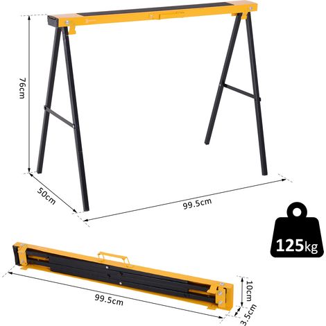 Ensemble de 2 établis pliables et portables, surface en caoutchouc antidérapante, capacité de charge maximale 250 kg (1/5)