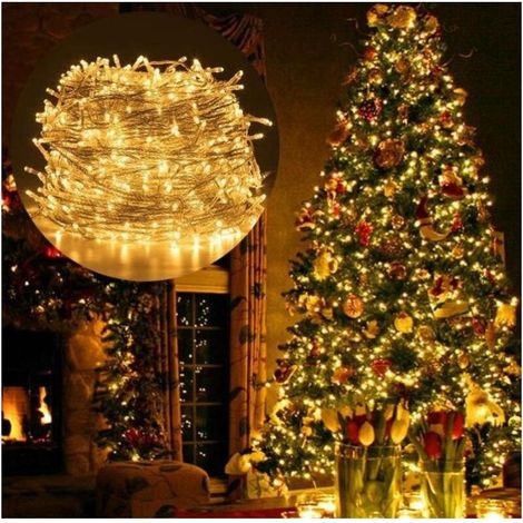 Guirlande Lumineuses Led 100M 1000Leds Extérieur, Eclairage Lumineux Décoration Noël Avec 8 Modes, Ip44 Étanche - Blanche Chaude (1/4)