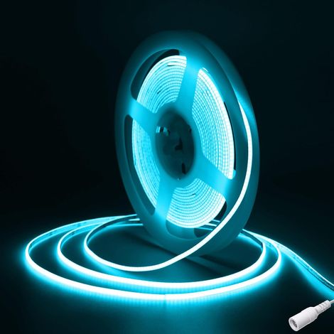 LED Strip COB 5 m Ice Blue, DC12V 0.3 cm LED Strip Bedroom, 480LED/m CRI90+ Flexible LED Light Gaming Adhesive for TV, Kitchen, Home Interior Decor, DIY (1/5)