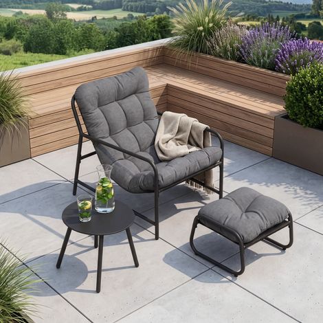 Salon de jardin 3 pièces Trerdfjoa gris foncé [en.casa] (1/5)