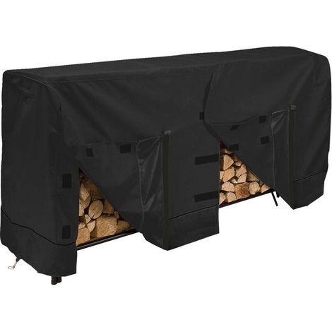Housse Pour Bûches - Oxford 420D Imperméable Anti-poussière - Pour Racks De Bois De Chauffage Extérieur - 244 x 61 x 107 cm - Noir (1/4)