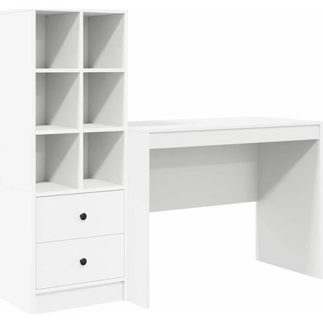 Bureau avec rangement avec tiroir 2 pcs,Table de travail,Table d'étude Blanc 100 x 50 x 76 cm CFW79894 (1/5)