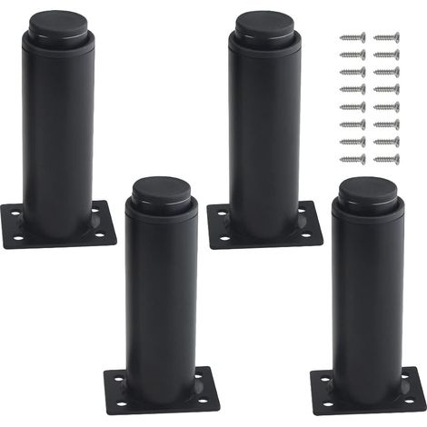 Lot de 4 pieds réglables métal robuste pour meuble table lit canapé (120-180 mm, noir) (1/5)