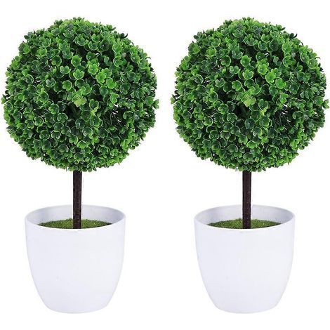 Lot de 2 boules de plantes artificielles, plantes simulées, décoration bonsaï, boules de fleurs en plastique pour la décoration de la maison et du jardin (vert)-1223CM (1/3)