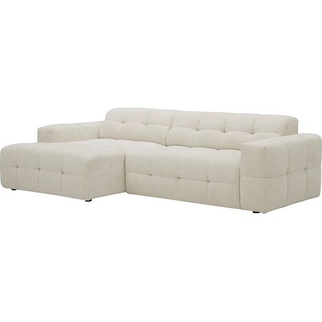 Divano relax angolare angolo a sinistra con sedile scorrevole elettrico in tessuto ciniglia Beige - VIKONO (1/5)