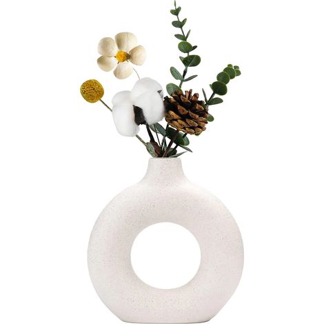 Jarrón decorativo, diseño minimalista moderno, material cerámico elegante, color blanco. (1/5)
