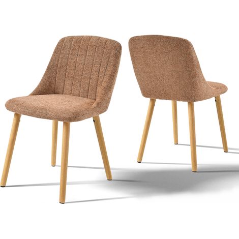 Upholstered Modern dining chalrs with ergonomic backrests and wooden legs, Style and comfort combined - Set of 2 - Orange