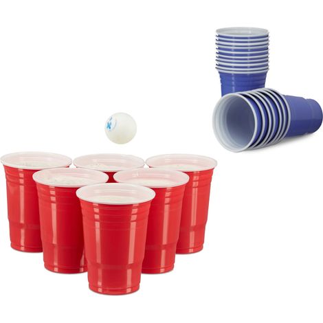 200 x Beer Pong Becher in Rot und Blau, Getränkebecher 473 ml / 16 oz, Partybecher US College Style, red, blue