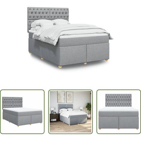 vidaXL Matelas à ressorts ensachés -  Sommier à lattes de lit avec matelas Gris clair 140x190cm Tissu (1/5)