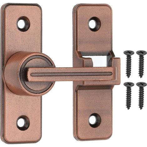 Loquet de porte de grange en alliage de zinc, verrou à bascule 180° robuste et résistant à la corrosion pour jardin, garage, extérieur - Installation facile avec vis incluses, finition cuivre, 1 jeu (1/4)