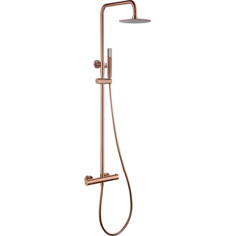 Conjunto ducha termostático Génova oro rosa cepillado