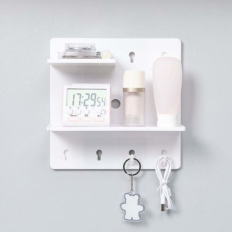 [Étagère Murale Collante] [Étagère Fixation Adhésive] PP 23cm Blanc - Organiseur pour Bureau, Dormeur, Salle de Bain, Cuisine avec Capacité de Charge Forte (1/5)