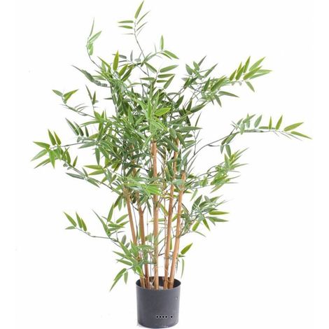 Bambou artificiel en pot special UV pour extérieur H 90 cm Vert - dimhaut: H 90 cm - couleur: Vert