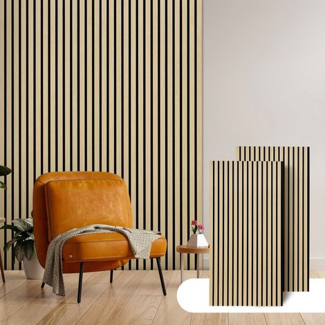 Randaco Panneaux muraux acoustiques Panneaux muraux modernes Panneaux muraux acoustiques en boisBois 2 panneaux Panneaux muraux MDF 120x60x2.1cm bois