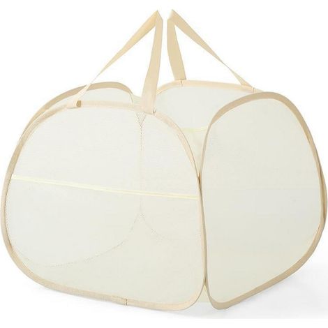 Pop Up Wäschekorb 2er Set faltbar mit Griff, 75L, atmungsaktiv, beige (1/3)