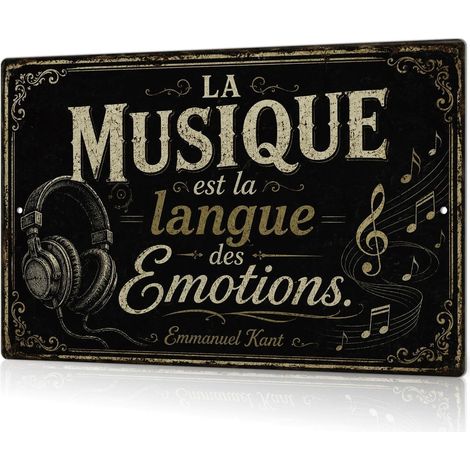 Plaque Aluminium Vintage avec Musique Langue des émotions, décoration Murale rétro pour Studio Chambre Salon, idée Cadeau pour Musicien et Ambiance Musical Vintage, 30 x 20 x 0,09 cm (1/5)