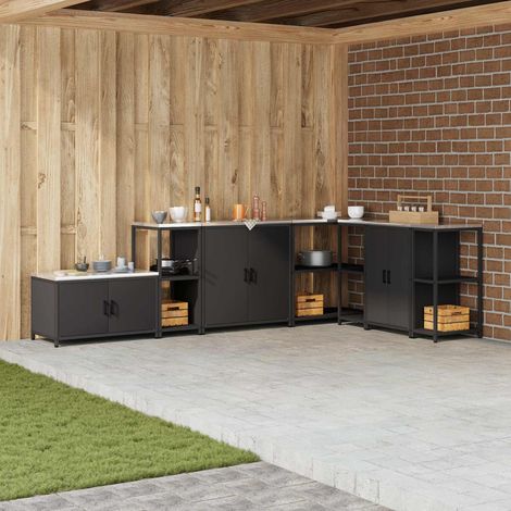 Küchenaufbewahrung mit Regal Schwarz 40 x 50 x 92 cm Stahl