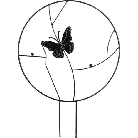 Treillis de jardin en fer noir 30×42cm pour plantes grimpantes en pot avec design butterfly - 1 pièce (1/5)