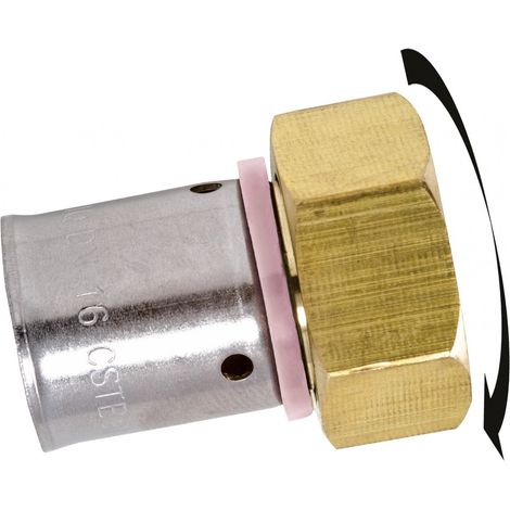 QUICK PLOMBERIE Raccord droit avec écrou libre à sertir laiton F 15 x 21 pour tube en per