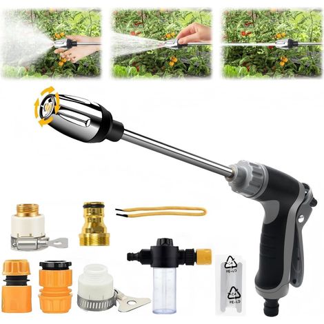 High Pressure Washer, 360° Rotatable Pressure Washer, High Pressure Water Gun with Long Stem and 6 Plastic Seals, Ideal for Terrace, Car, Garden (1/5)
