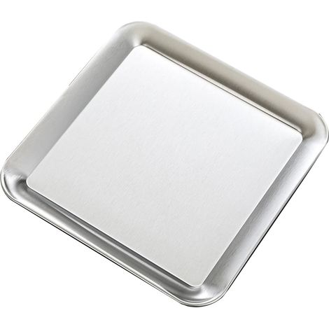 Plateau en acier inoxydable, assiette décorative carrée, assiette miroir (23x23 cm)