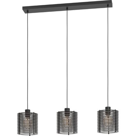 Lampe suspendue Segovia Steel Schwarz E27 3x40w L: 88cm B: 18cm H: 110 cm Dimmable (1/3)