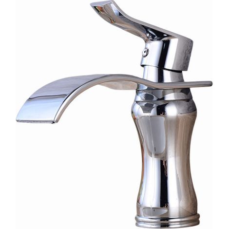 Wasserfallarmatur für Warm- und Kaltwasser für Badezimmerwaschbecken und -wannen mit Einloch-Spritzschutz (1/5)