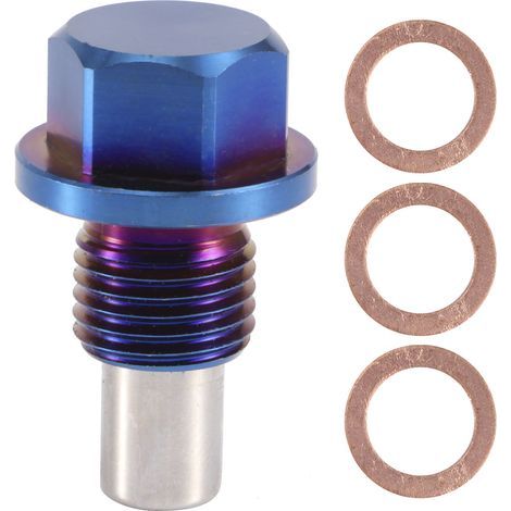 Bouchon de Vidange de Carter Dhuile,Yctze Adaptateur de Remplacement de Bonde de Bouchon de Vidange de Carter Dhuile Magnétique en Alliage Daluminium (M14x1.5)(M121.25) pourmagnetic oil drain plug. (1/5)