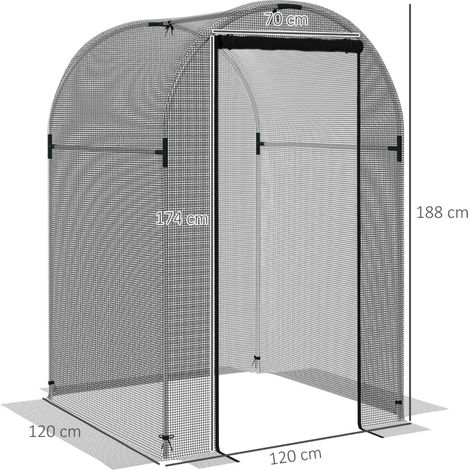 Filet de protection contre les oiseaux : protection pour plantes, robuste, porte à fermeture éclair (120x120x188 cm), noir/argent (1/5)