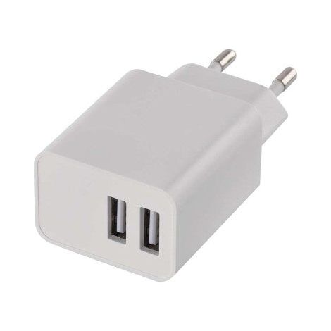 caricatore usb da parete con cavo di ricarica 2,4a - 2 usb- 100 cm - attacco micro usb