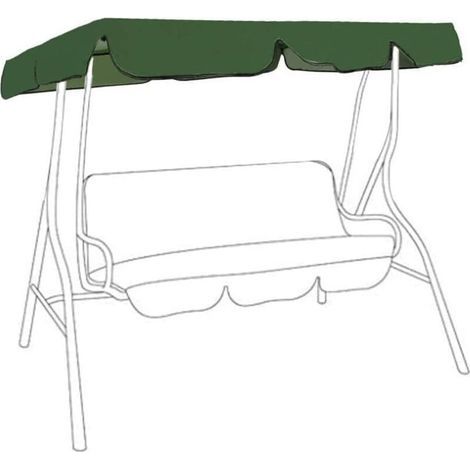 UlisemToit de Rechange pour Balancelle de Jardin Imperméable en 210D Toit de balançoire Canopée pour Balancelle Remplacement Pare-Soleil à Bascule Jardin Anti-UV (Vert, 195x125x15cm)-trois places (1/4)