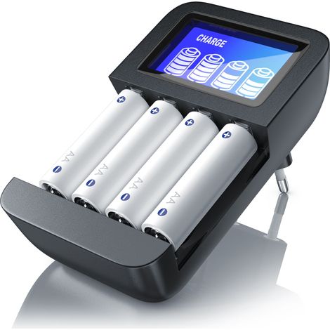Aplic Batterie-Ladegerät 2700 mA, Universal 4-Schacht Batterielader geeignet für Typ AA / AAA NiMH Akkus (1/5)
