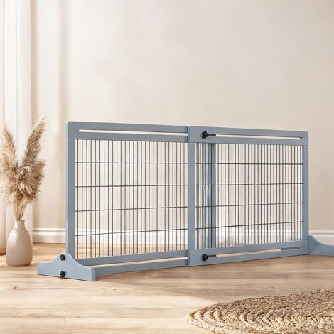 Barrière autoportante en bois gris ardoise extensible 104-183 cm (1/5)