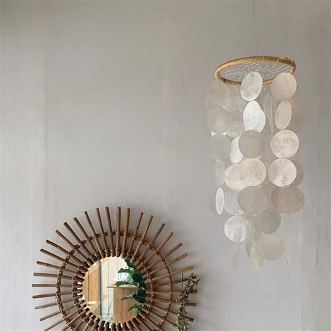 Attrape-rêves carillon avec coquillages nacre, déco macramé bohème intérieur & extérieur