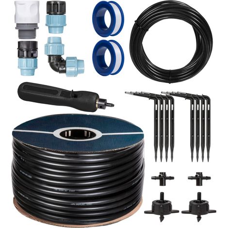 HOLZBRINK Start Set Gewächshaus Bewässerung Bewässerungssystem inkl. 10 m LDPE Verlegerohr 20 mm, 2x Tropfer 4l/h, HTB-09-S-10