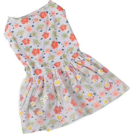 Robe pour chien à motif floral mignon avec décoration en maille marguerite, robe de princesse pour petits chiens et chats. (1/2)