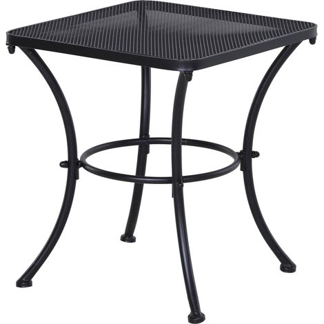Table d'appoint d'extérieur en métal noir 45x45x50 cm pour terrasse et jardin (1/5)