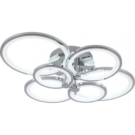 FABRILAMPE 155986020 Sydney Deckenleuchte 134w 3000-4000-6500k Chrom 17x74x57 cm 18090lm Dimmbar, Speicher und Fernbedienung