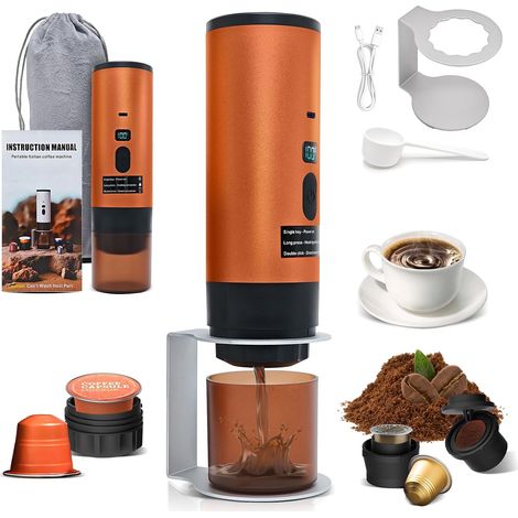 1 Machine à Café Portable, Batterie 7800mAh, Pression 15 Bar, Charge USB-C, Compatible Capsules NS/DG, Voyage (1/5)