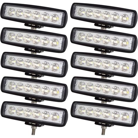 10 Projecteur Led 6 Pouces 18W, 12V 24V Blanc 6000K Phare Travail Aluminium, Pour Camion Tracteur 4x4
