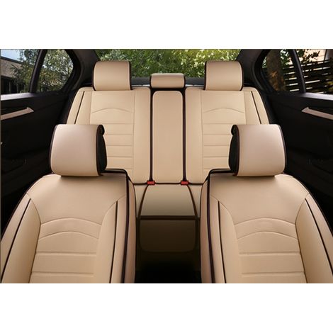 Komplettes Set beiger Luxussitzbezüge für Autositze – universell