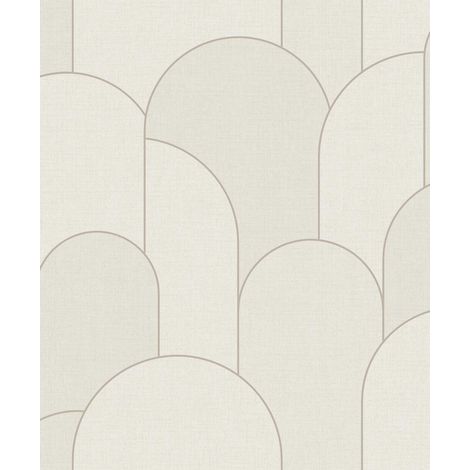 Papier peint arches art déco blanc ivoire doré