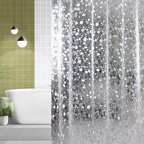 Doublure de rideau de douche imperméable en PVC transparent effet 3D  pour salle de bain, 180 cm x 180 cm