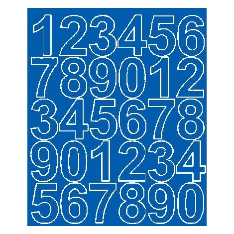 Numeri adesivi autoadesivi da 4,5 cm, blu lucido