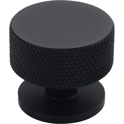 6 boutons de meuble, boutons de cuisine ronds moletés de 1,2 pouce, pour tiroirs, noirs. (1/5)
